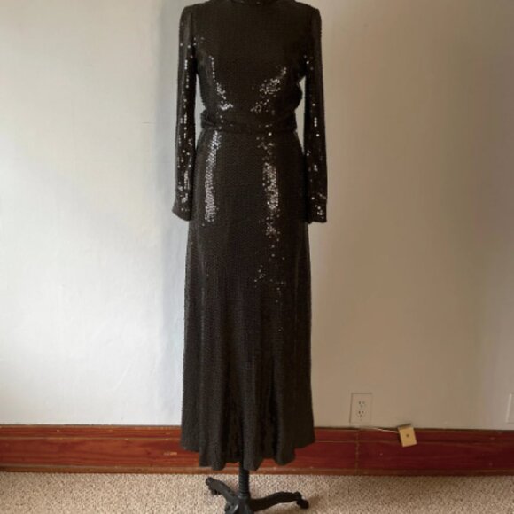 Chocolate brown sequins gown - Picture 2 of 5